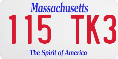 MA license plate 115TK3