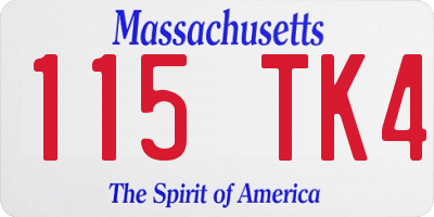 MA license plate 115TK4
