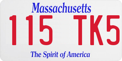 MA license plate 115TK5