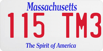 MA license plate 115TM3
