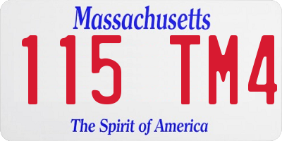 MA license plate 115TM4