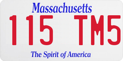 MA license plate 115TM5