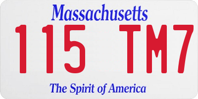 MA license plate 115TM7