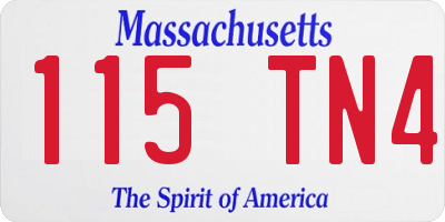 MA license plate 115TN4