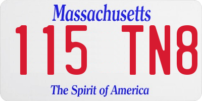 MA license plate 115TN8