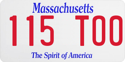 MA license plate 115TO0