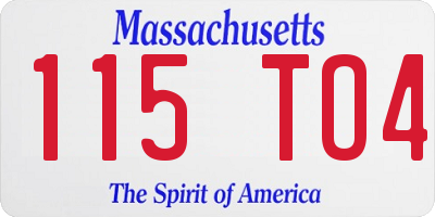 MA license plate 115TO4