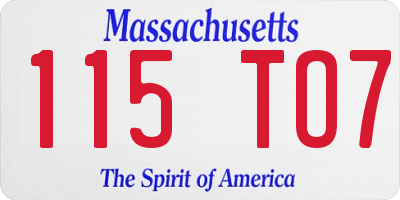 MA license plate 115TO7