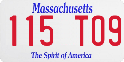 MA license plate 115TO9