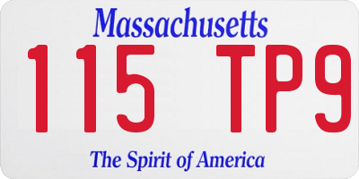 MA license plate 115TP9