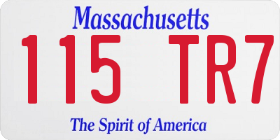 MA license plate 115TR7