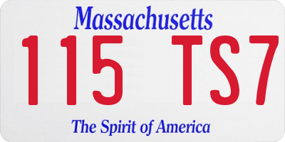 MA license plate 115TS7