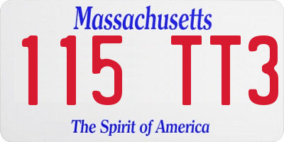 MA license plate 115TT3