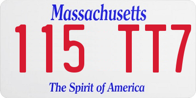 MA license plate 115TT7