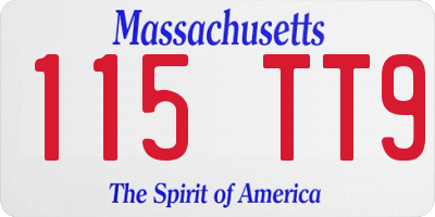 MA license plate 115TT9