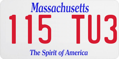 MA license plate 115TU3