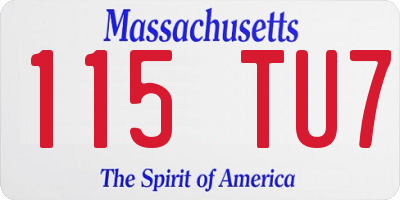 MA license plate 115TU7
