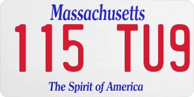MA license plate 115TU9