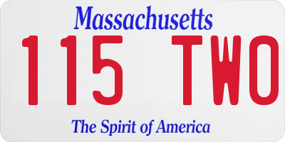 MA license plate 115TW0