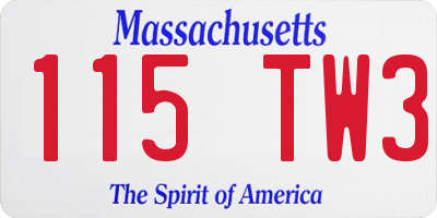 MA license plate 115TW3