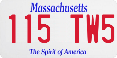 MA license plate 115TW5