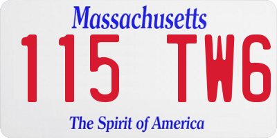 MA license plate 115TW6