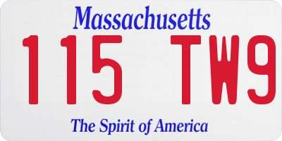 MA license plate 115TW9