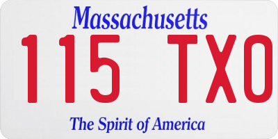 MA license plate 115TX0