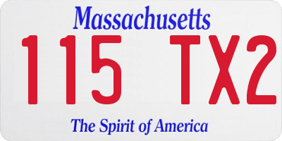 MA license plate 115TX2