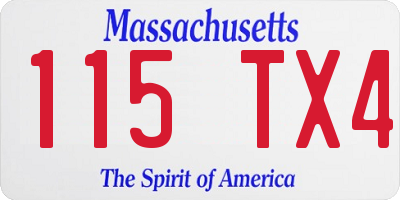 MA license plate 115TX4