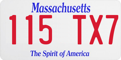 MA license plate 115TX7