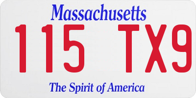 MA license plate 115TX9
