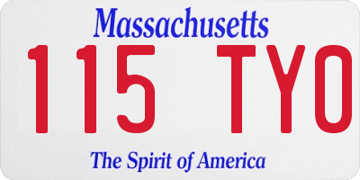 MA license plate 115TY0