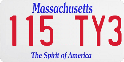 MA license plate 115TY3