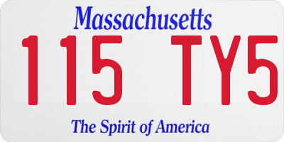 MA license plate 115TY5