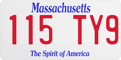 MA license plate 115TY9