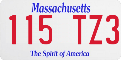MA license plate 115TZ3