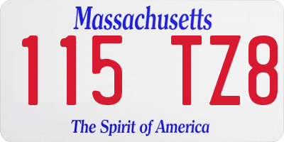 MA license plate 115TZ8