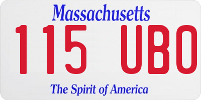 MA license plate 115UB0