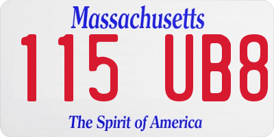 MA license plate 115UB8