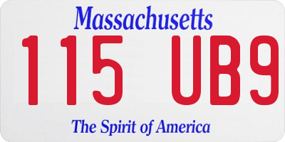 MA license plate 115UB9
