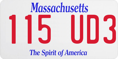 MA license plate 115UD3