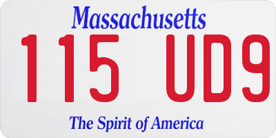 MA license plate 115UD9