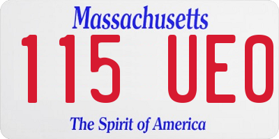 MA license plate 115UE0