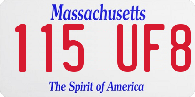 MA license plate 115UF8