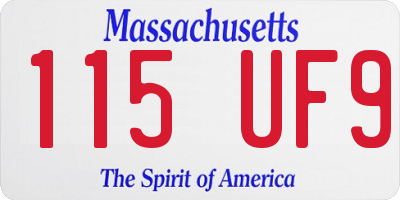MA license plate 115UF9