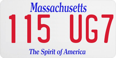 MA license plate 115UG7