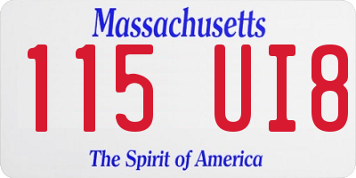 MA license plate 115UI8