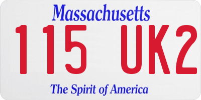MA license plate 115UK2