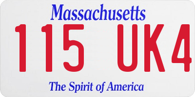 MA license plate 115UK4